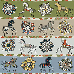 Image showing  texture with horses, flowers, and triangle