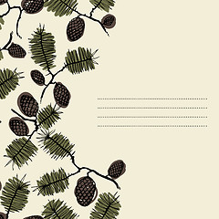 Image showing frame for text with fir cone and twig