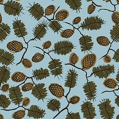 Image showing pattern with fir cone and twig