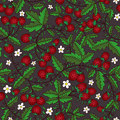 Image showing flower, wild strawberry on a dark background