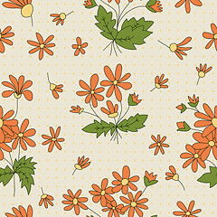 Image showing Seamless texture with pictures of flowers