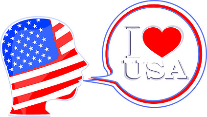 Image showing USA flag man with speech bubbles - i love usa