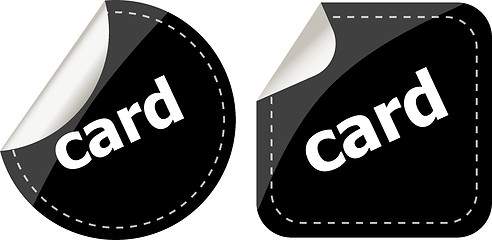 Image showing card word stickers set, web icon button