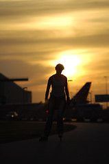 Image showing Woman on roller blades