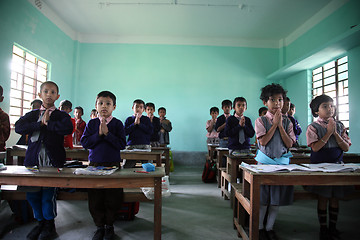 Image showing Kids in school, Kumrokhali, West Bengal, India