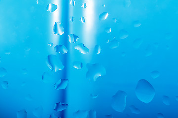 Image showing blue abstract background with water drops