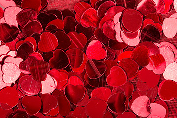 Image showing red heart confetti background