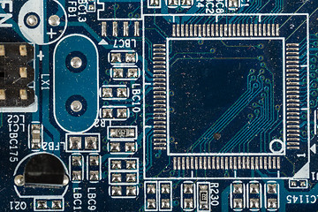 Image showing Close up of computer circuit motherboard