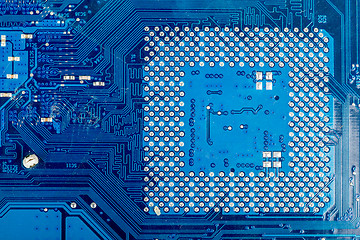 Image showing Close up of computer circuit motherboard