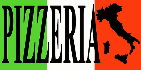 Image showing banner with word pizzeria on the Italian flag