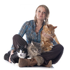 Image showing woman and cats