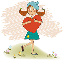 Image showing young girl holds a heart