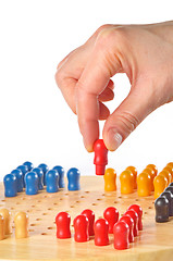 Image showing chinese checkers wooden board game