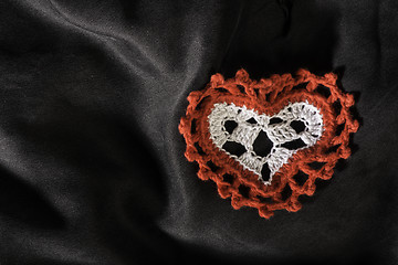 Image showing Heart shape made of red textile