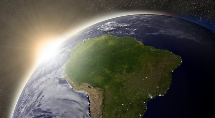 Image showing Sun over South America