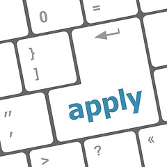 Image showing Apply online by pressing computer keyboard key to complete your application for a job