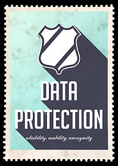 Image showing Data Protection Concept on Blue in Flat Design.