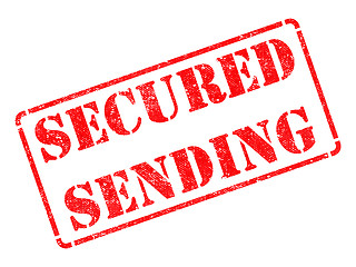 Image showing Secured Sending -  Red Rubber Stamp.