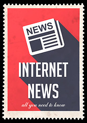 Image showing Internet News on Red in Flat Design.