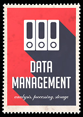 Image showing Data Management on Red in Flat Design.