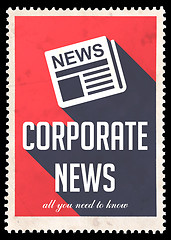 Image showing Corporate News on Red in Flat Design.