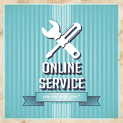 Image showing Online Service Concept on Blue in Flat Design.