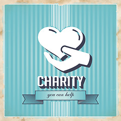 Image showing Charity on Blue Striped Background in Flat Design.