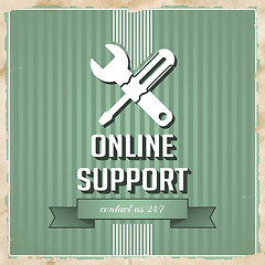 Image showing Online Support Concept on Green in Flat Design.