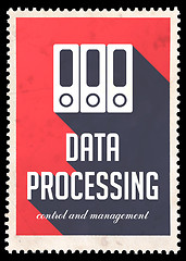 Image showing Data Processing on Red in Flat Design.