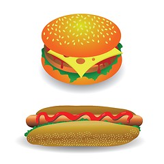 Image showing hot dog and hamburger