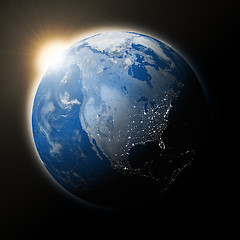 Image showing Sun over North America on planet Earth