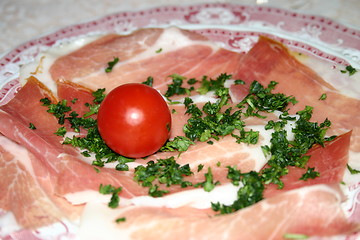 Image showing Ham with tomato