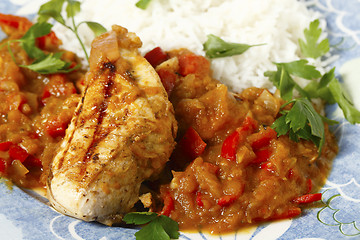 Image showing Chicken in salsa closeup