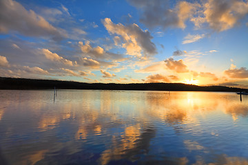 Image showing Aquafarming Sunset and oysters Australia