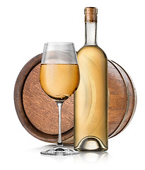 Image showing Barrel and wine isolated