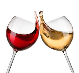 Image showing Red and white wine waves