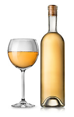 Image showing Bottle and glass of white wine