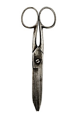 Image showing pair of old scissors on a white 