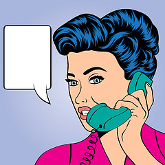 Image showing woman chatting on the phone, pop art illustration