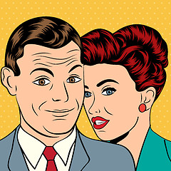 Image showing Man and woman love couple in pop art comic style