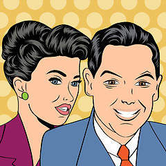 Image showing Man and woman love couple in pop art comic style