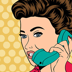 Image showing woman chatting on the phone, pop art illustration