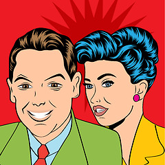 Image showing Man and woman love couple in pop art comic style