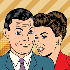 Image showing Man and woman love couple in pop art comic style