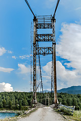 Image showing Old suspension bridge above Katun