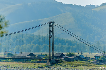 Image showing Old suspension bridge above Katun