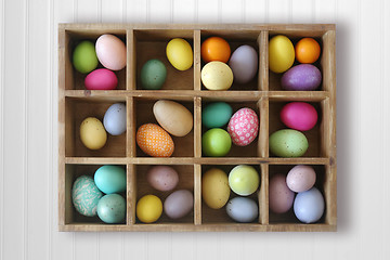 Image showing Ornate Holiday Easter Eggs Decorated in a Box