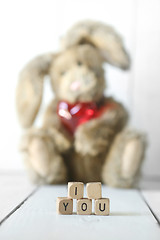 Image showing Teddy Bear Bunny With Valentine or Anniversary Love Theme