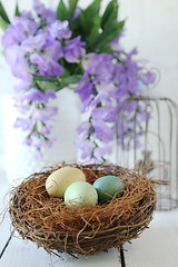 Image showing Easter Holiday Themed Still Life Scene in Natural Light