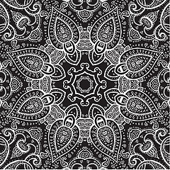 Image showing Lace background. White on black. Mandala.